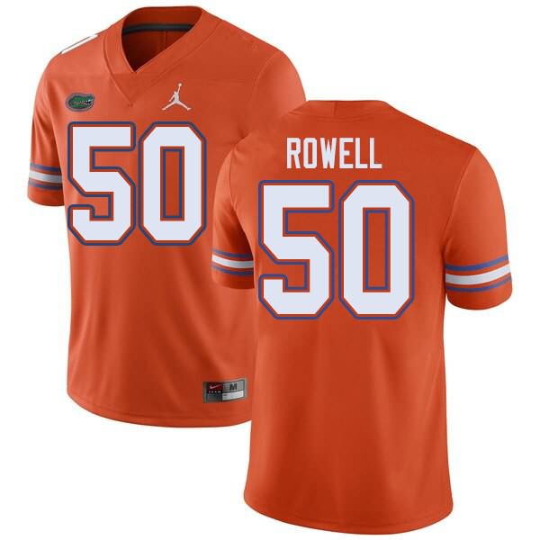 NCAA Florida Gators Tanner Rowell Men's #50 Jordan Brand Orange Stitched Authentic College Football Jersey REZ8764ZK